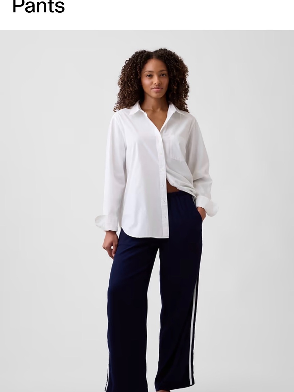 GAP Women's Navy Wide-Leg Track Pants with Side Stripe